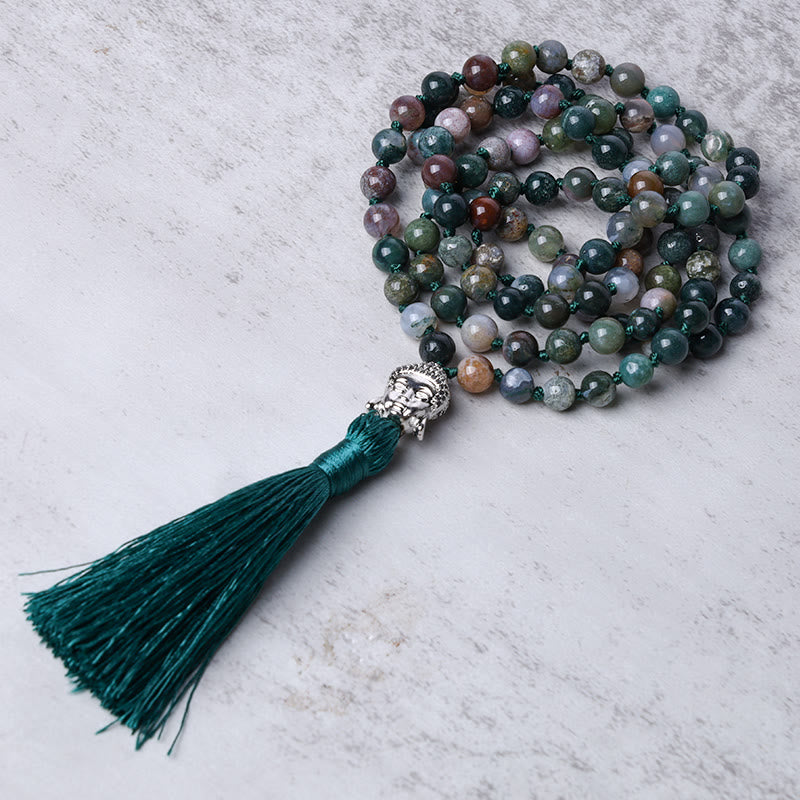 KarmaRipple's 108 Mala Beadwork Indian Agate Buddha Head Cleansing Bracelet p5