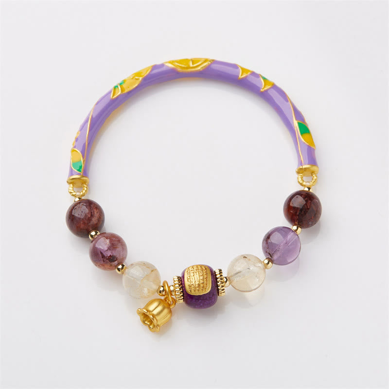 KarmaRipple's Purple Phantom Purple Jade Scripture Citrine Love Wisdom Bracelet Bangle p7