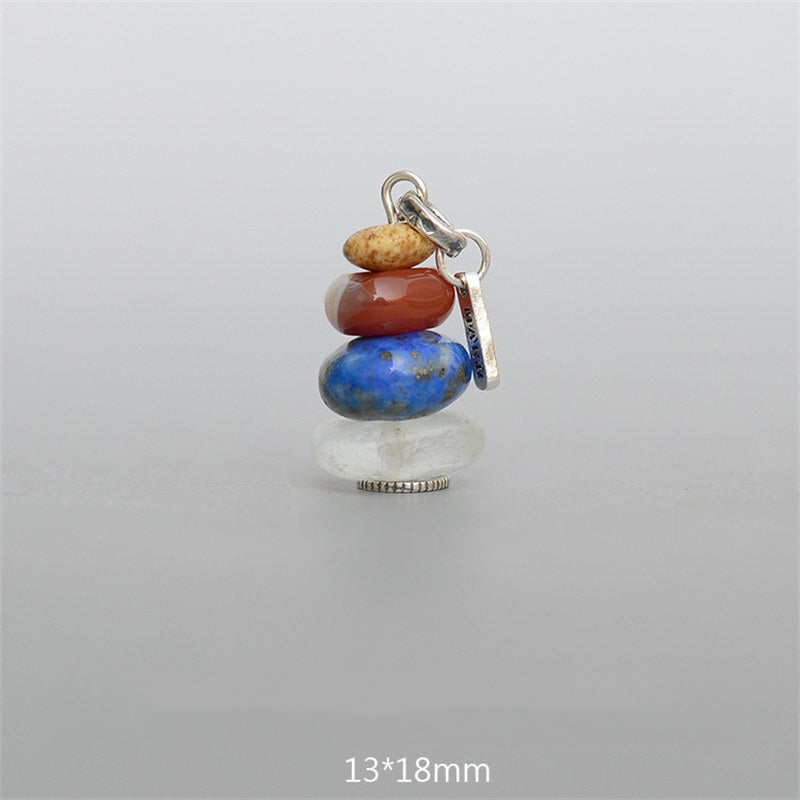 KarmaRipple's Zen Cairn Labradorite Various Crystals Calm Necklace Pendant p49
