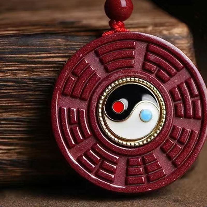 KarmaRipple's Authentic Cinnabar Bagua Rotatable Yin Yang Keep Away Evil Spirits Pendant Necklace p2