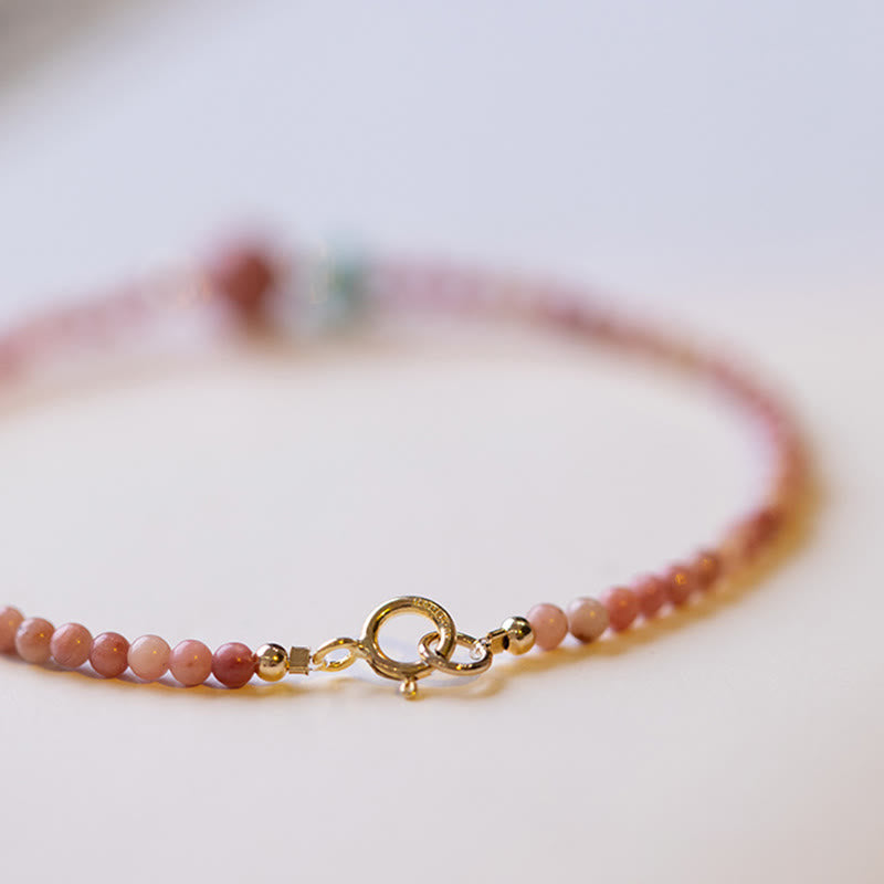 KarmaRipple's 14K Gold Plated Authentic Rhodonite Loving Energy Chain Bracelet p11