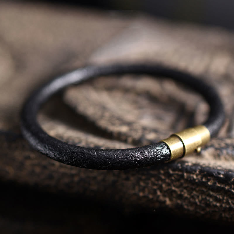KarmaRipple's Retro Leather Fortune Balancing Bronze Magnetic Buckle Bracelet p27