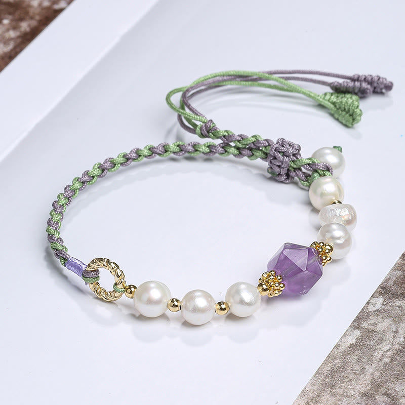 KarmaRipple's 14K Gold Plated Authentic Pearl Gemstone Shell Talisman Bead Bracelet p3