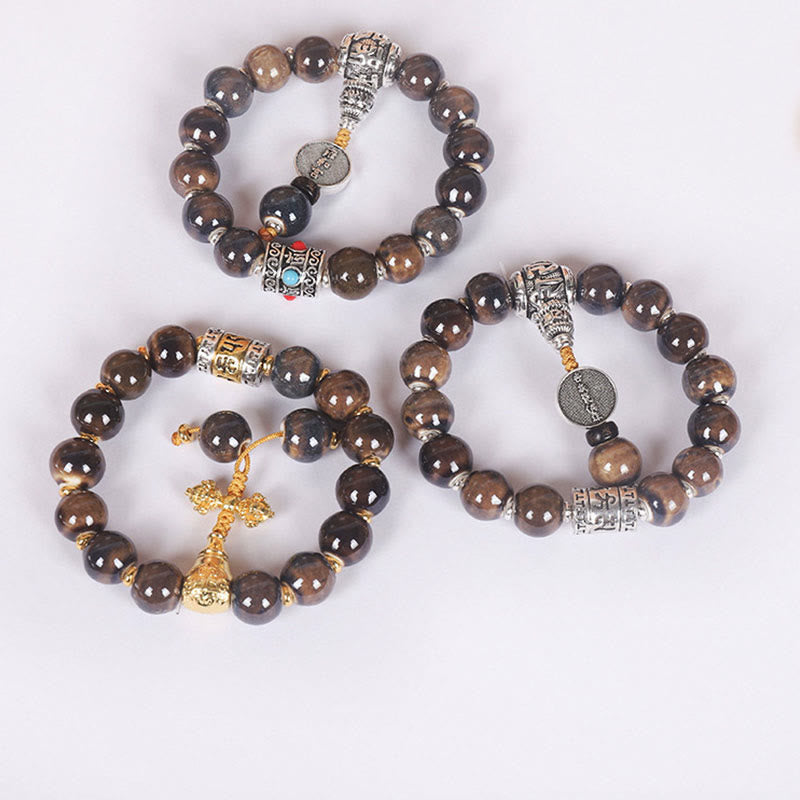 KarmaRipple's Tibet Om Mani Padme Hum Prayer Wheel Dorje Vajra Engraved Glass Bead Wisdom Bracelet p8