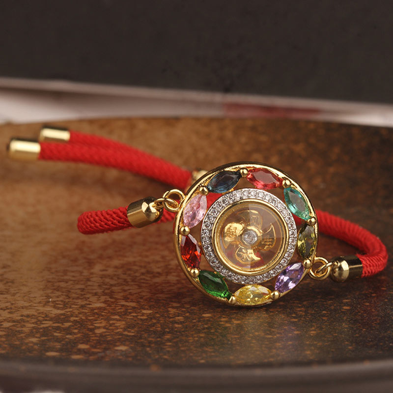 KarmaRipple's Colorful Zircon Bronze Wealth Fortune Rotation Bracelet Pendant Necklace p16
