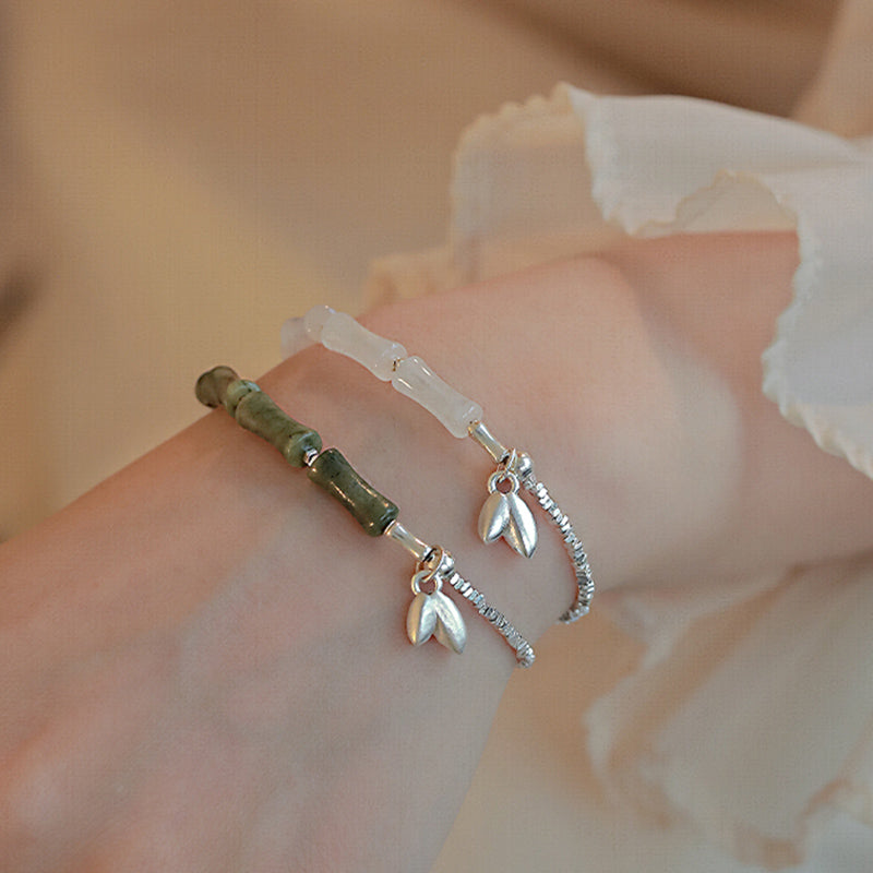 KarmaRipple's 925 Sterling Silver Peridot Bamboo Pattern Fortune Bracelet p8