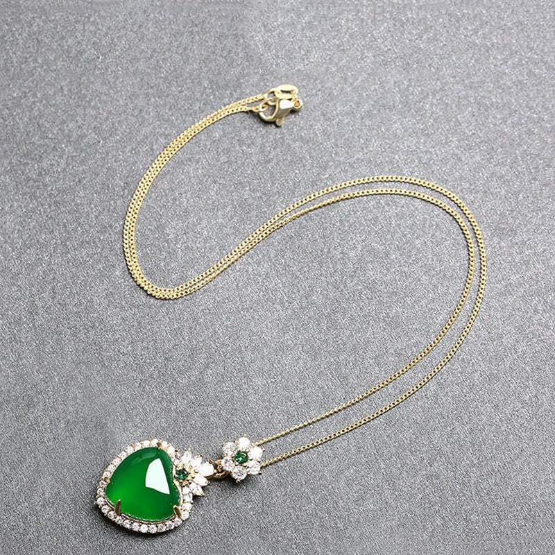 KarmaRipple's Green Chalcedony Love Heart Design Strength Pendant Necklace p2