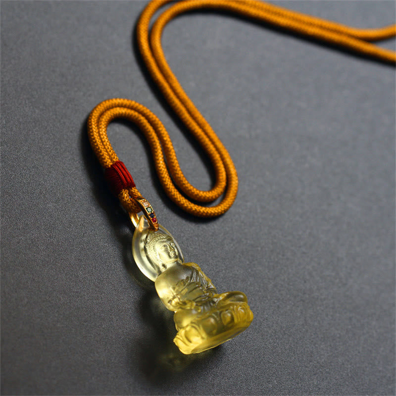 KarmaRipple's Blue Tathagata Buddha Medicine Buddha Liuli Gemstone Serenity Amulet Pendant Necklace p4