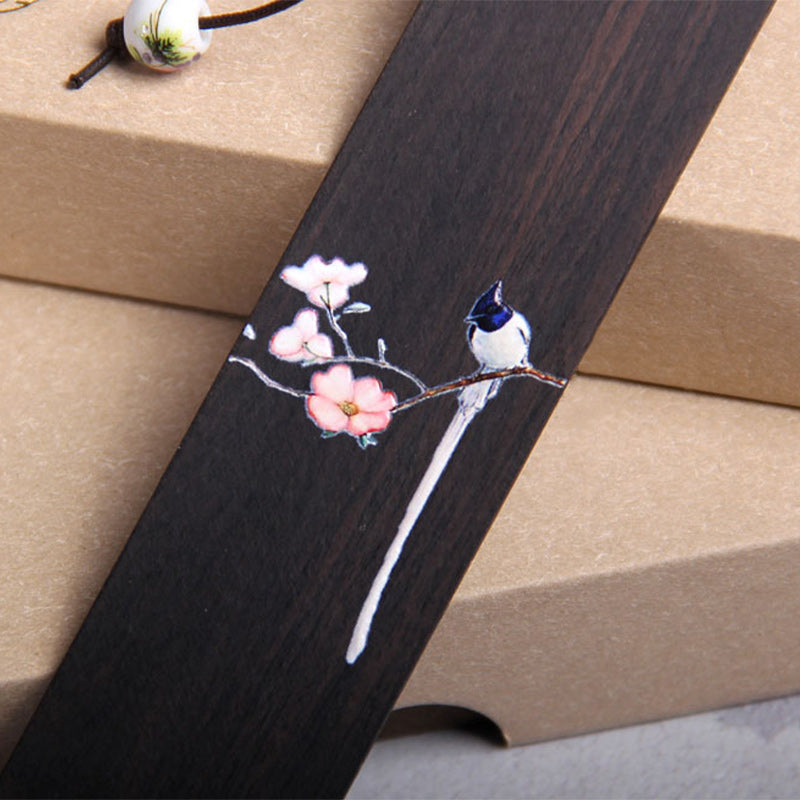 KarmaRipple's Oriole Bird Flower Ebony Wood Bookmarks With Gift Box p5