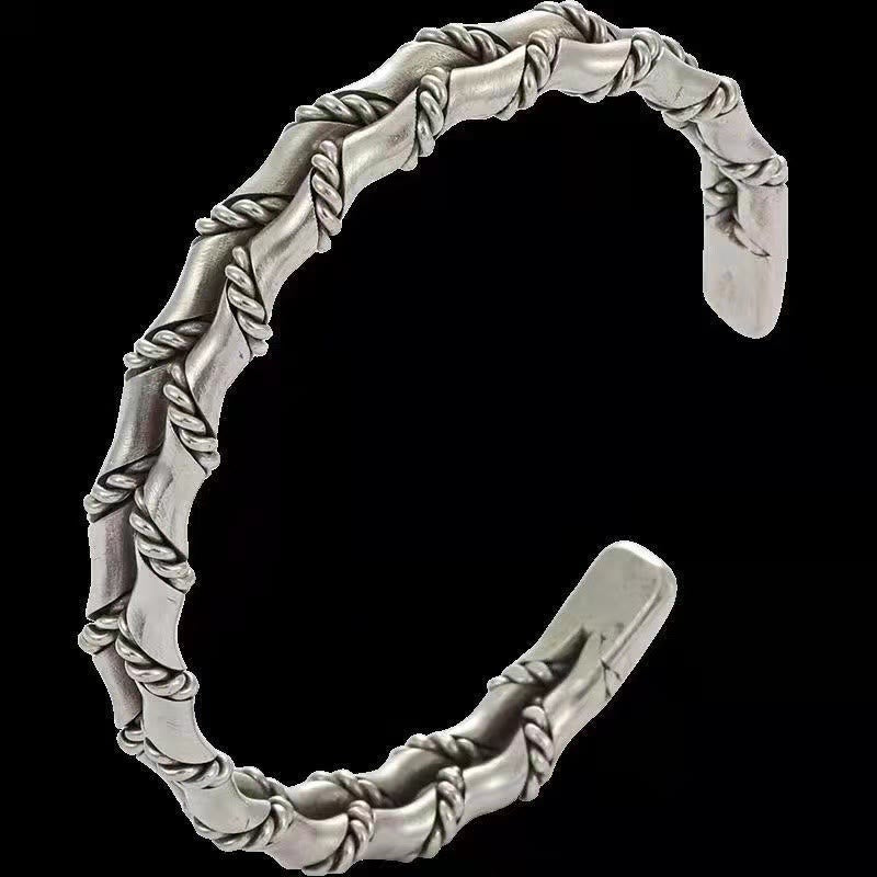 KarmaRipple's Vintage Double Layer Bamboo Pattern Fortune Cuff Bracelet Bangle p4
