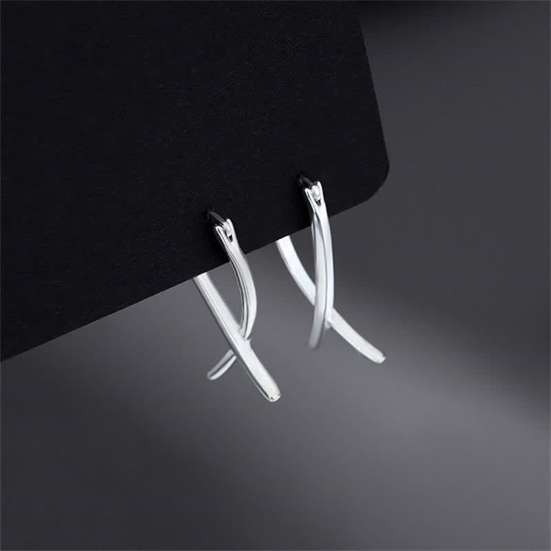 KarmaRipple's Geometric Cross Design Fortune Hoop Earrings p7
