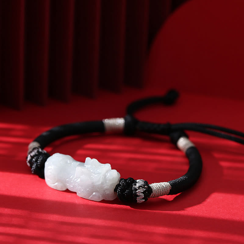 KarmaRipple's Handmade Authentic Jade PiXiu Fortune Prosperity Woven String Bracelet p3