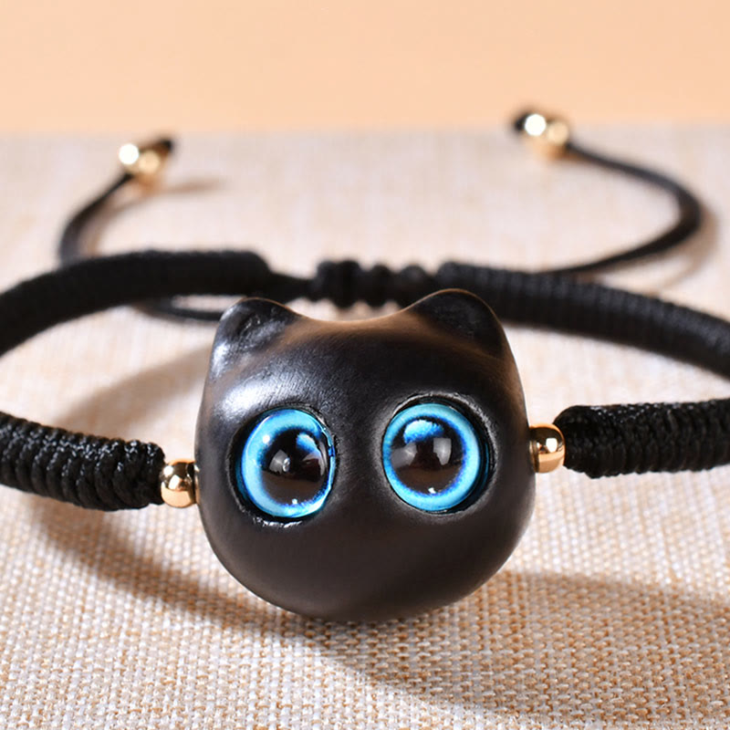 KarmaRipple's Ebony Wood Cat Head Pattern Peace King Kong Weave Woven Bracelet p16