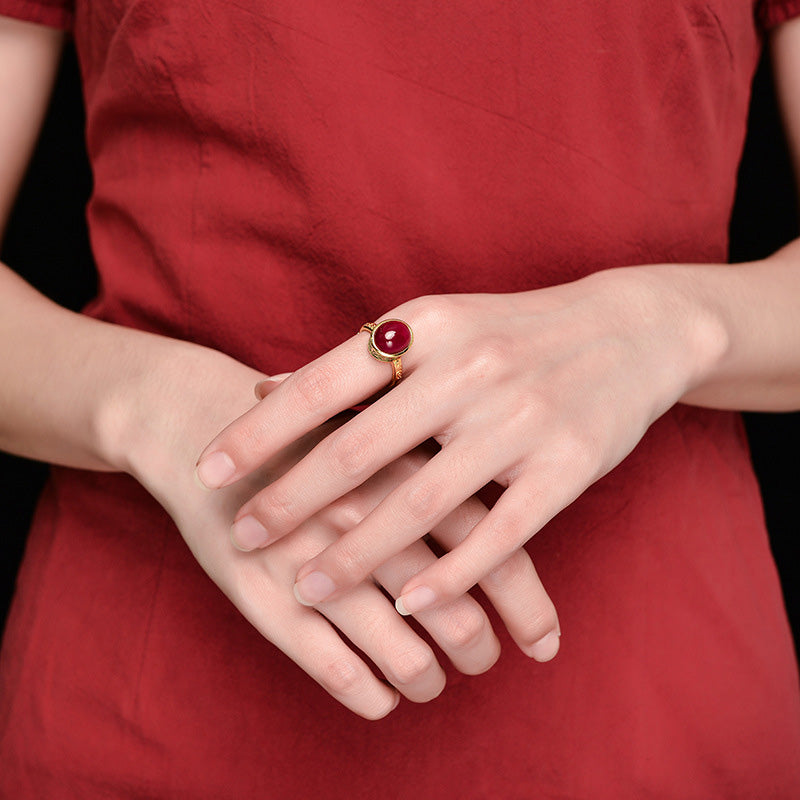 KarmaRipple's 925 Sterling Silver Red Corundum Courage Ring p10