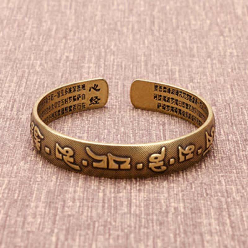 KarmaRipple's 2Pcs Om Mani Padme Hum Dragon Phoenix Bronze Leather Peace Cuff Bracelet Bangle p11