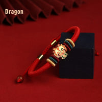 KarmaRipple's Handmade 925 Sterling Silver Year of the Dragon Cute Chinese Zodiac Fortune Woven Red Bracelet