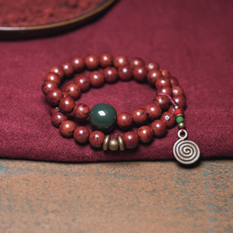 KarmaRipple's Bodhi Seed Cyan Jade Bronze Peace Fortune Bracelet p7
