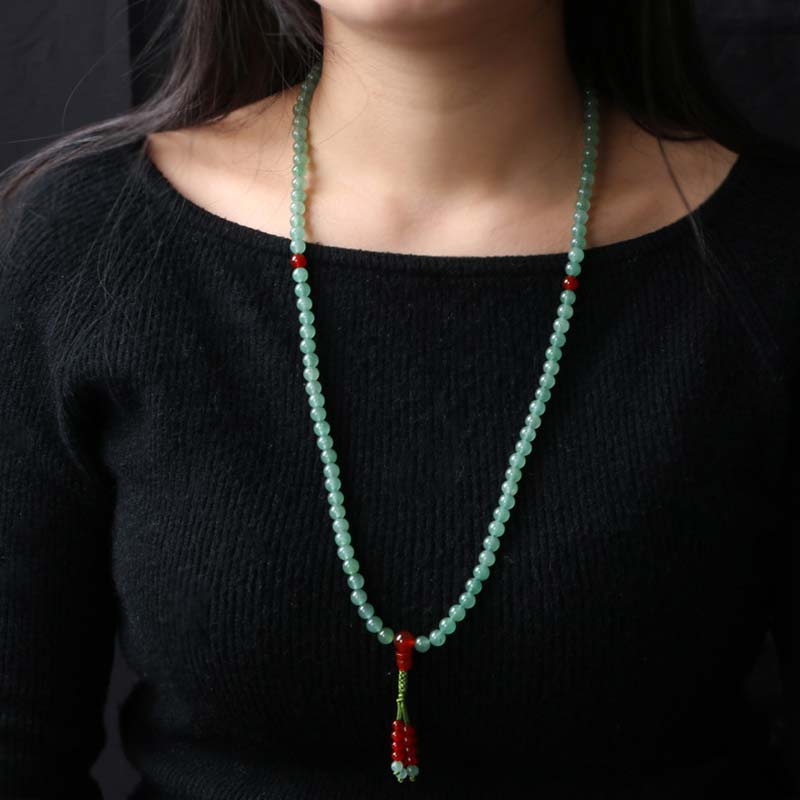 KarmaRipple's 108 Beadwork Green Aventurine Red Agate Fortune Mala Bracelet p4