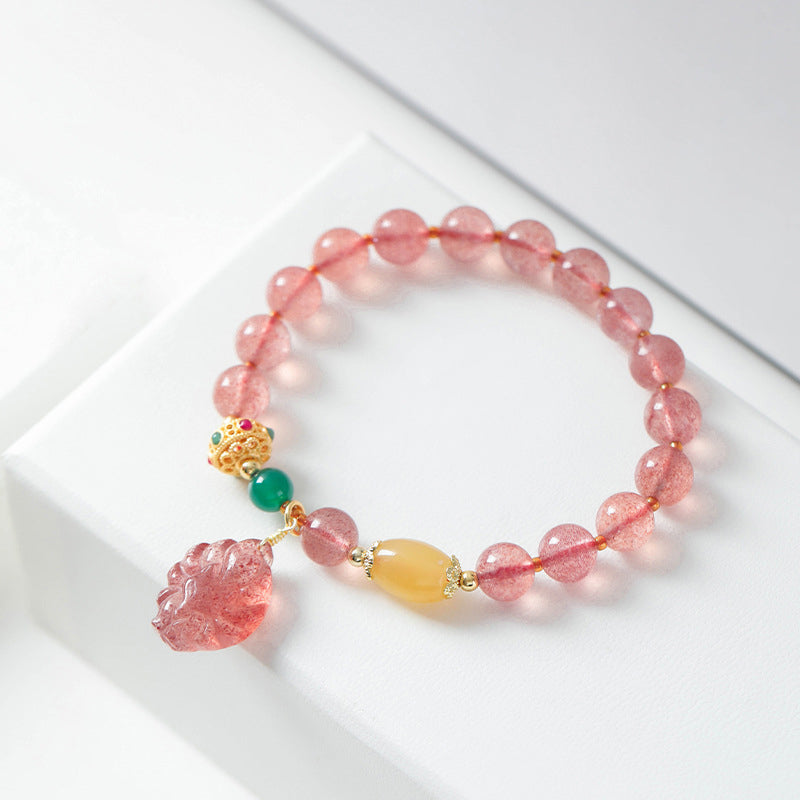 KarmaRipple's Authentic Strawberry Quartz Nine Tailed Fox Balancing Bracelet p6