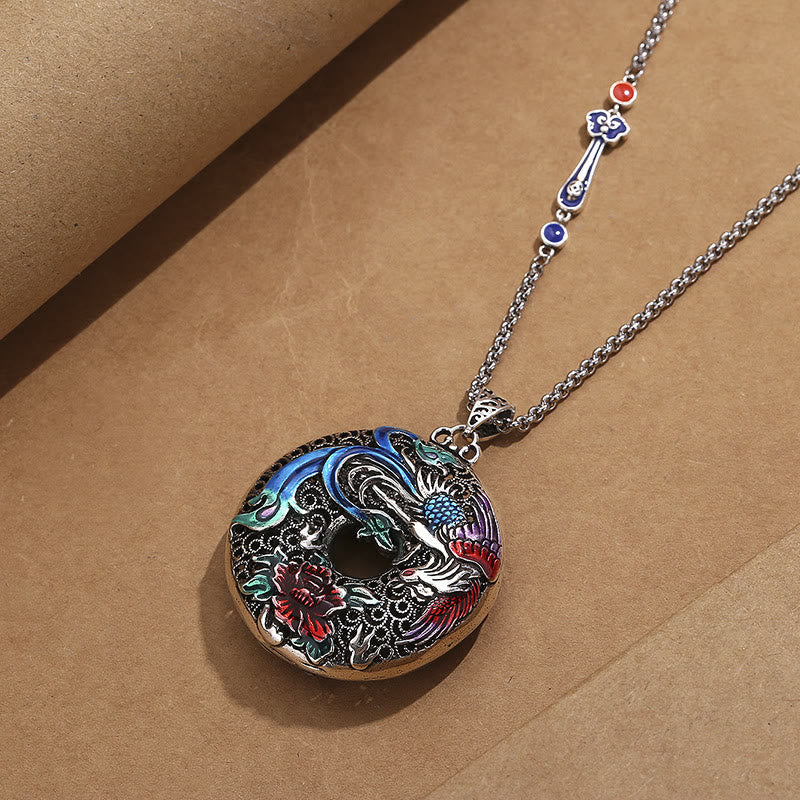 KarmaRipple's Phoenix Peony Flower Fortune Protection Pendant Necklace p4