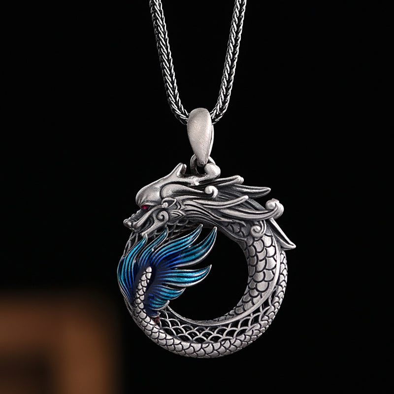 KarmaRipple's 999 Sterling Silver Year Of The Dragon Auspicious Peace Buckle Carved Success Pendant Necklace p18