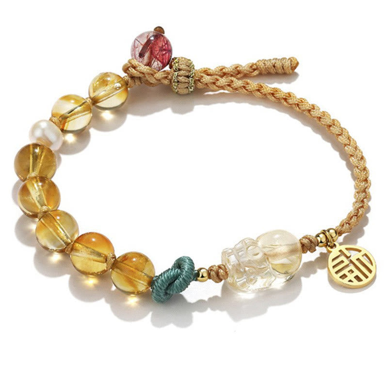 KarmaRipple's Citrine PiXiu Fu Character Prosperity String Woven Bracelet p4