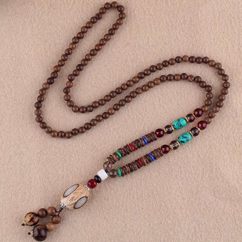 KarmaRipple's Tibetan Wenge Wood Bodhi Seed Agate Elephant Protection Pendant Necklace p14