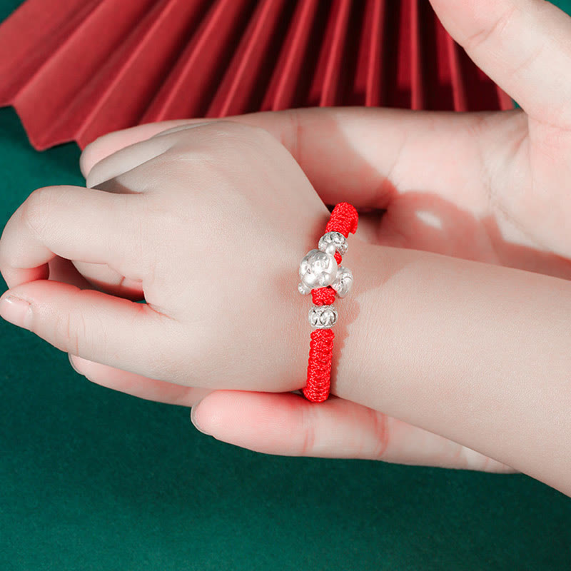KarmaRipple's 999 Sterling Silver Chinese Zodiac Red Rope Fortune Handcrafted Kids Bracelet p19