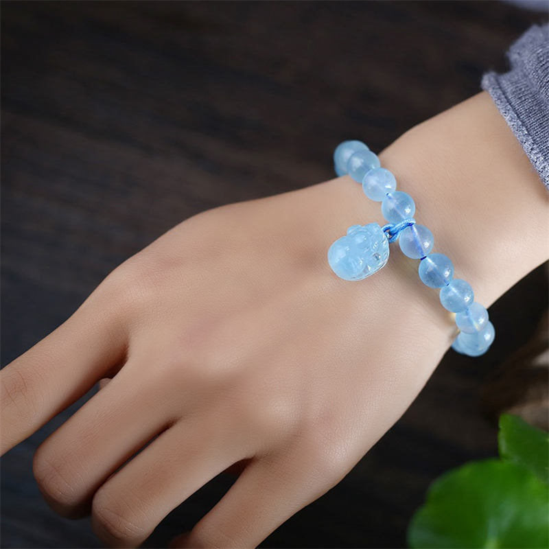 KarmaRipple's Authentic Aquamarine Amber Pixiu Peace Balancing Talisman Bracelet p3