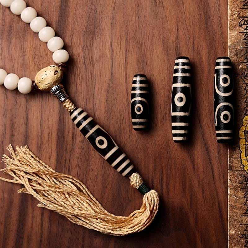 KarmaRipple's Tibet 108 Mala Beadwork Bodhi Seed Bagua Vajra Dzi Bead Gray Agate Wealth Bracelet p3