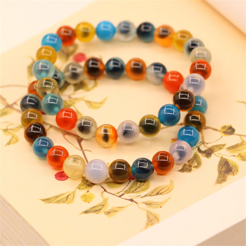 KarmaRipple's Colorful Candy Agate Balancing Strength Bead Bracelet p18