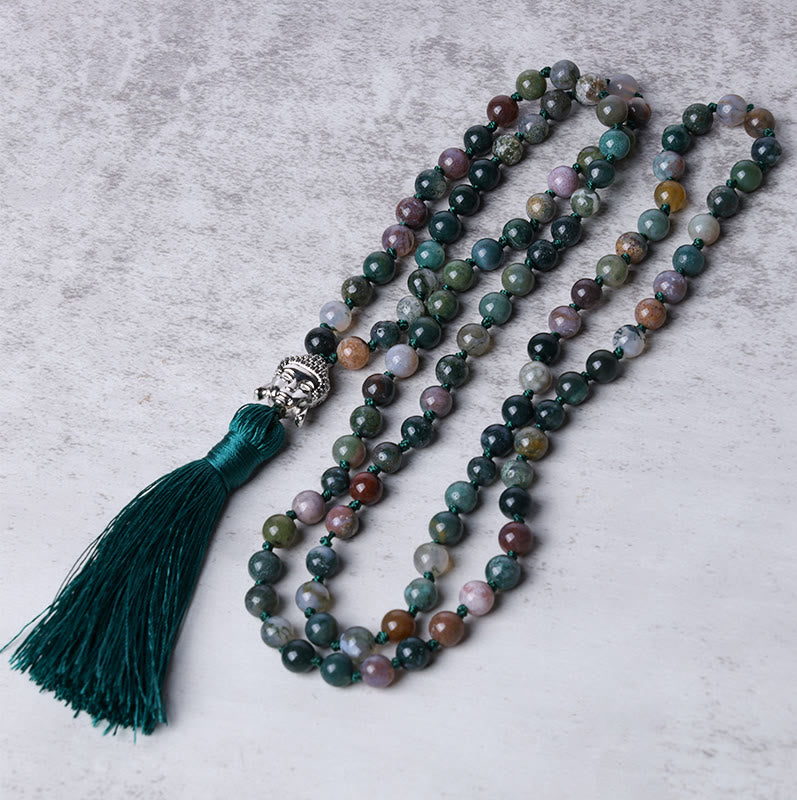 KarmaRipple's 108 Mala Beadwork Indian Agate Buddha Head Cleansing Bracelet p4