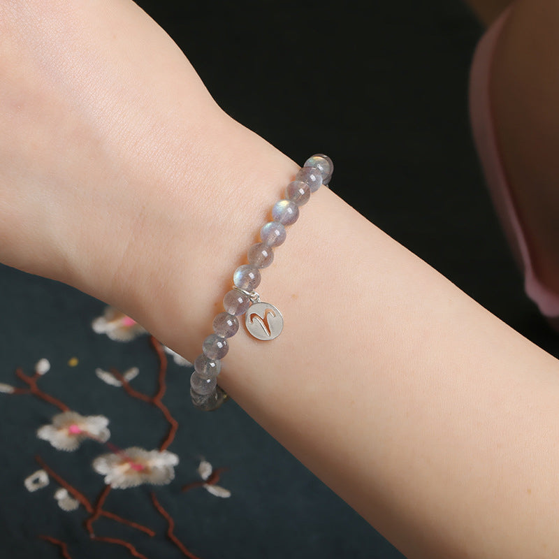 KarmaRipple's 12 Constellations of the Zodiac Moonstone Charming Bracelet p15
