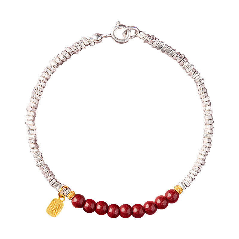 KarmaRipple's 925 Sterling Silver Cinnabar Fu Character Blessing Bracelet p12