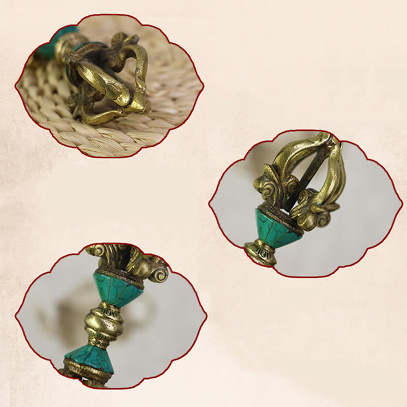 KarmaRipple's Tibetan Five Prong Vajra Dorje Handcrafted Nepal Spiritual Power Bronze Decoration p10