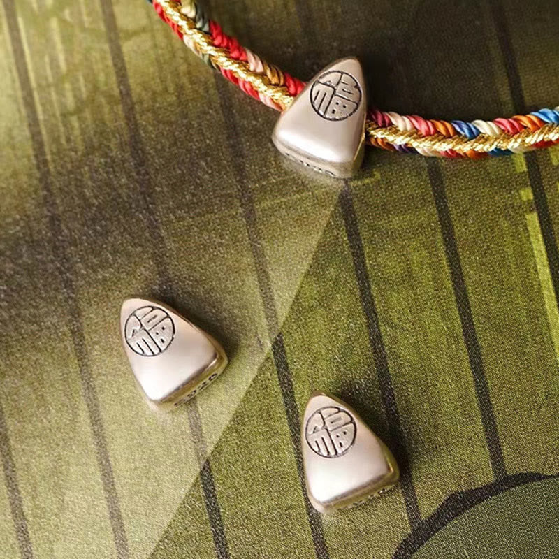 KarmaRipple's 925 Sterling Silver Fu Character Zongzi Pattern Multicolored String Fortune Handmade Woven Bracelet p8