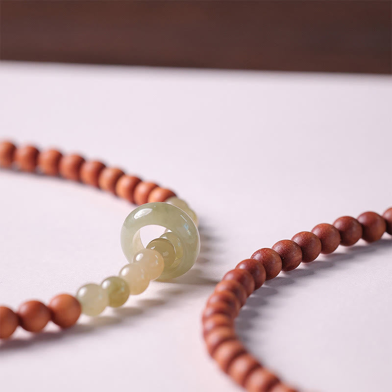 KarmaRipple's Sandalwood Hetian Jade Protection Double Wrap Bracelet p4