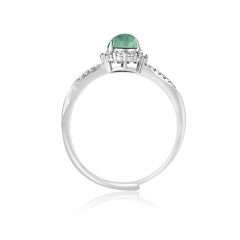 KarmaRipple's 925 Sterling Silver Round Jade Fortune Prosperity Adjustable Ring p4