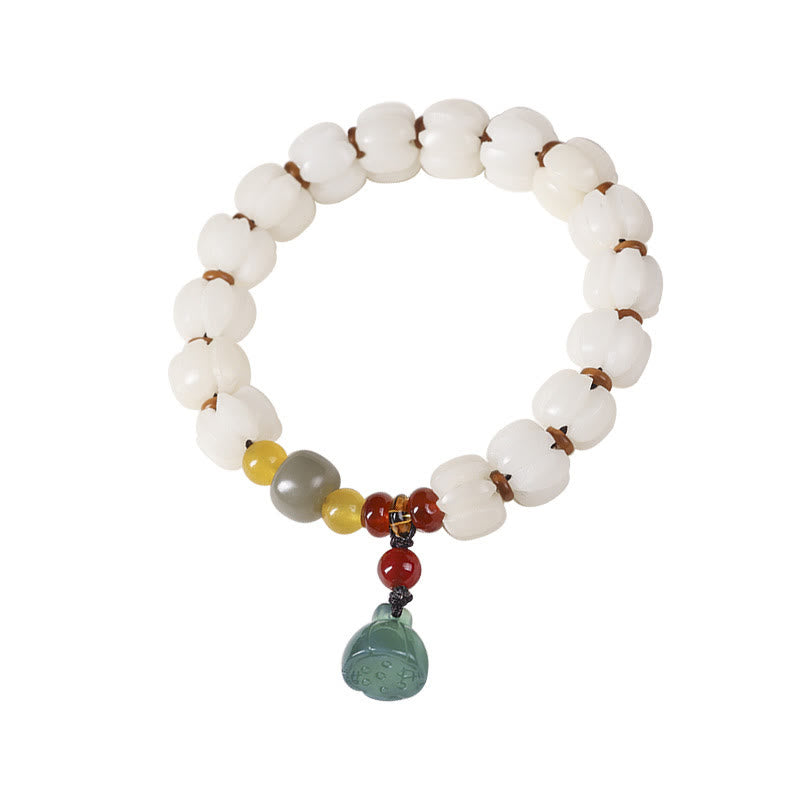 KarmaRipple's Authentic Bodhi Seed Red Agate Bodhi Calm Balance Engraved Pumpkin Bead Lotus Bracelet p18