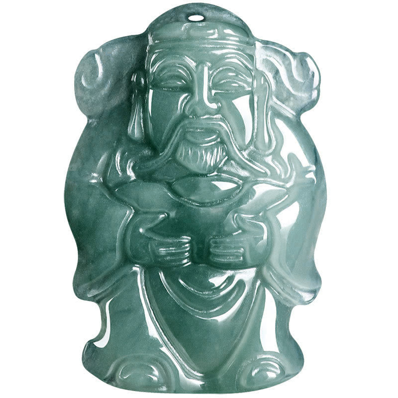 KarmaRipple's Authentic Green Jade Chinese God of Wealth Caishen Ingot Abundance Pendant Necklace p10