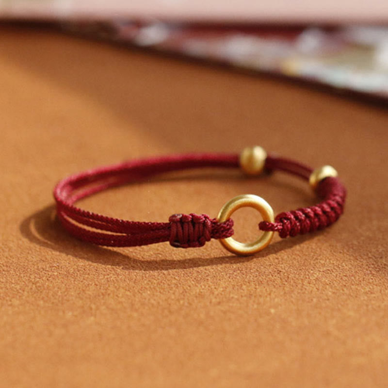 KarmaRipple's Alloy Peace Buckle Fortune Red String Bracelet p1