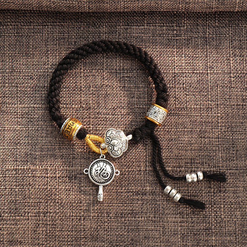 KarmaRipple's Handmade Tibetan Om Mani Padme Hum Fu Character Fortune Fortune Woven Bracelet p17