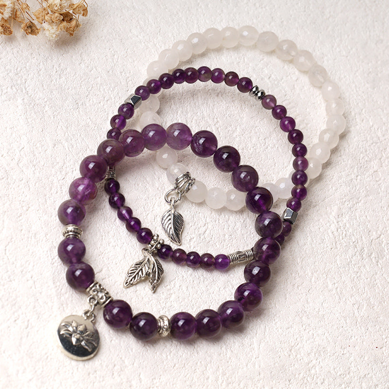 KarmaRipple's 3PCS Authentic Quartz Gemstone Beaded Balancing Energy Lotus Bracelet p9