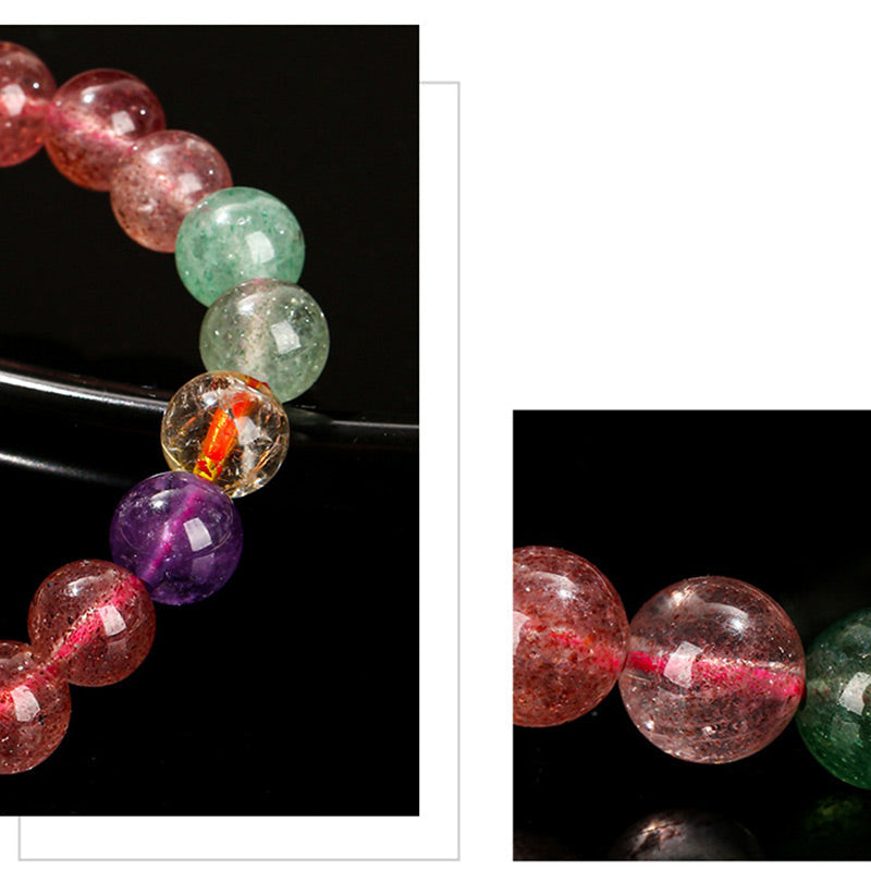 KarmaRipple's Authentic Multicolored Strawberry Quartz Love Balancing Beaded Bracelet p8