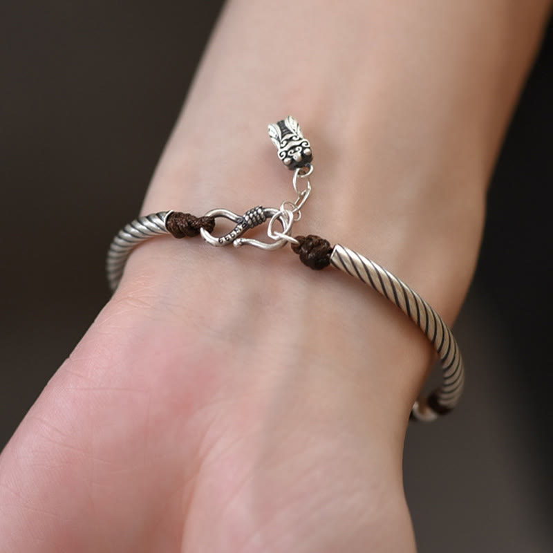 KarmaRipple's 999 Sterling Silver Bamboo Pattern Cicada Fortune Wealth Bracelet p8