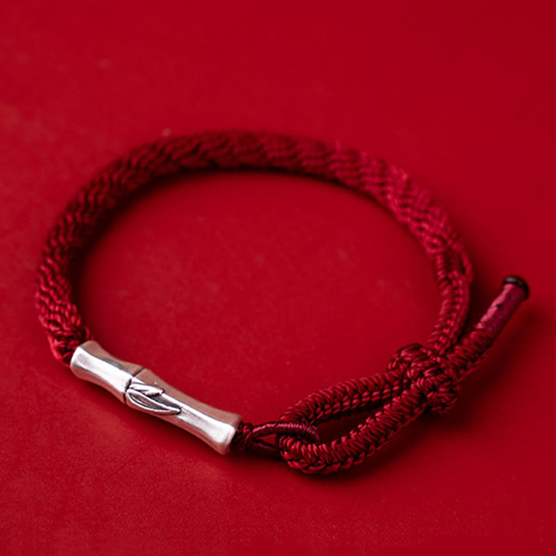 KarmaRipple's 925 Sterling Silver Bamboo Reincarnation Weave Fortune Protection String Bracelet p16
