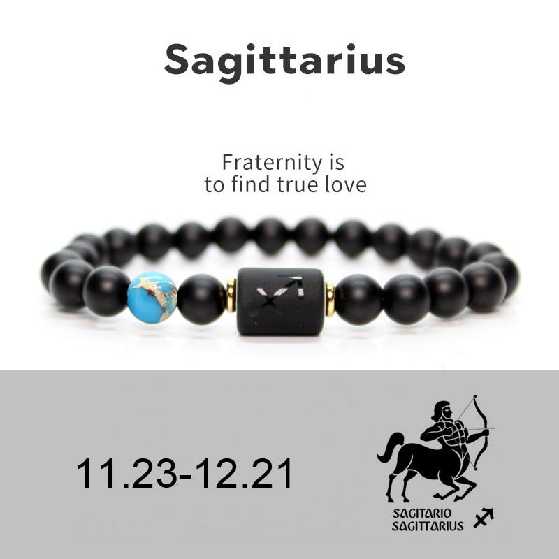 KarmaRipple's 12 Constellations of the Zodiac Black Onyx Adjustable Bracelet p1