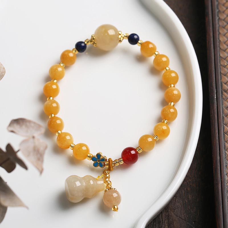 KarmaRipple's Authentic Golden Silk Jade Gourd Talisman Wealth Fortune Bracelet p2