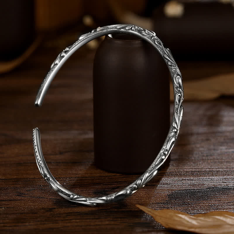KarmaRipple's 925 Sterling Silver Handmade Vines Engraved Protection Bracelet Bangle p3