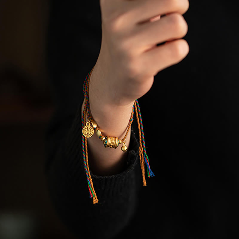 KarmaRipple's Tibetan Handmade Om Mani Padme Hum Prayer Wheel Protection Strength String Bracelet p4